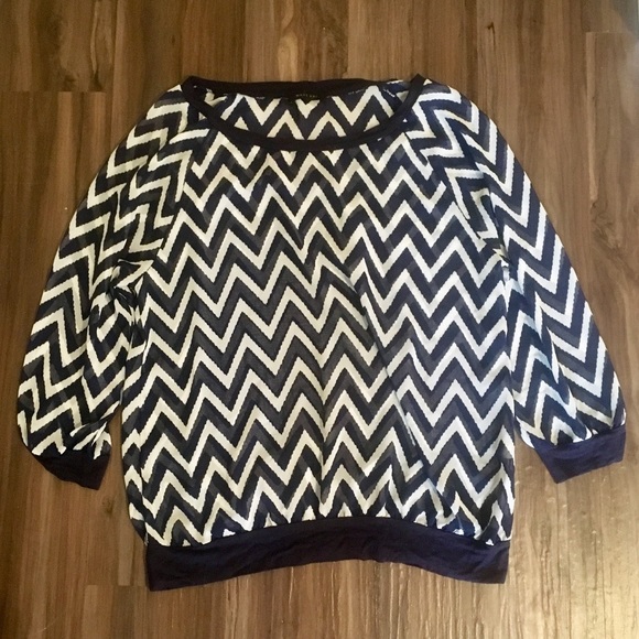 West Kei Tops - Sheer chevron printed top West Kei Tops - Sheer chevron printed top